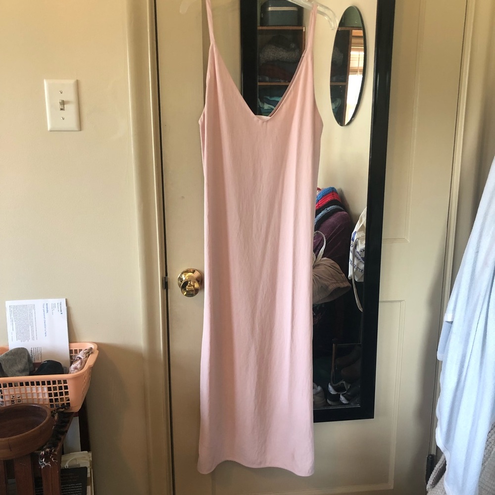 Everlane Japanese GoWeave Slip Midi Dress Rose Pink Cami Spaghetti Strap 2